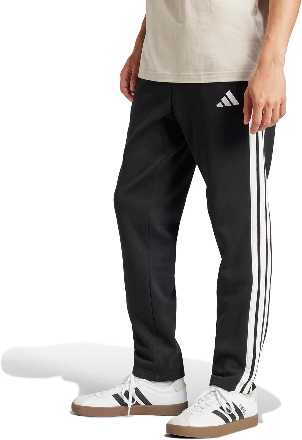 adidas Mens Essentials 3-Stripes Fleece Open Hem Pants