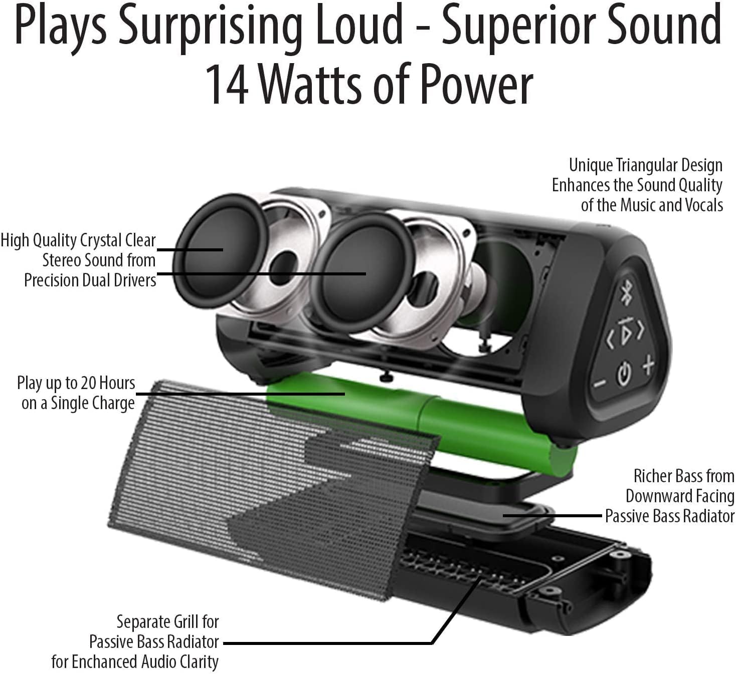 OontZ Angle 3 Ultra (3rd Gen) 5.0 Bluetooth Speaker (Updated), 14 Watts, Hi-Quality Sound & Bass, 100 Ft Wireless Range, Play Two Speakers Together, IPX6, Bluetooth Speakers (Renewed)
