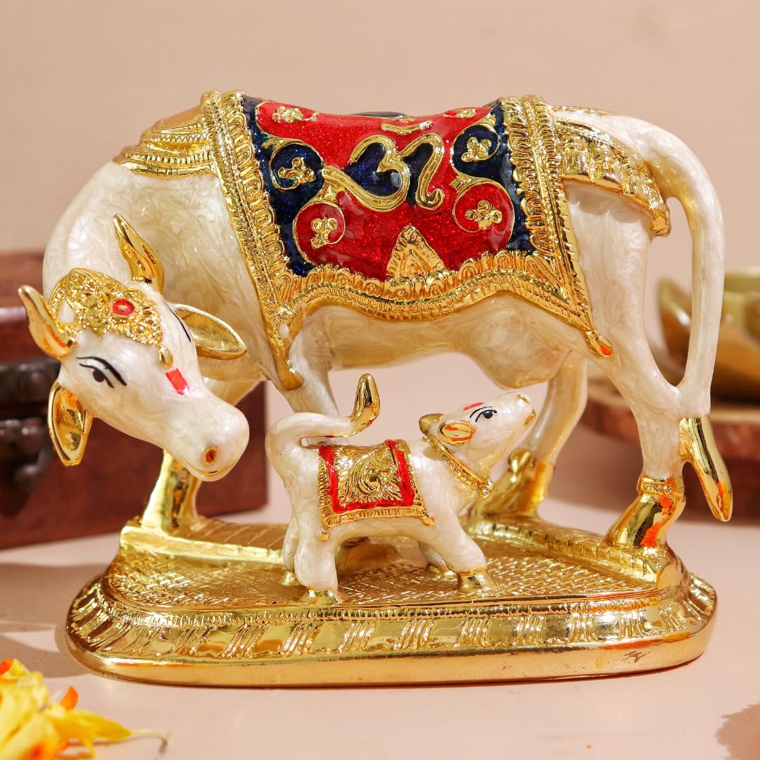 Buy The Spiritual Living Kamdhenu Cow with Calf Vastu Marble | 5.5 Inch | Idol | Kamdhenu Cow Stone | Gay Bachda Murti | Wedding & Housewarming Gift | ...