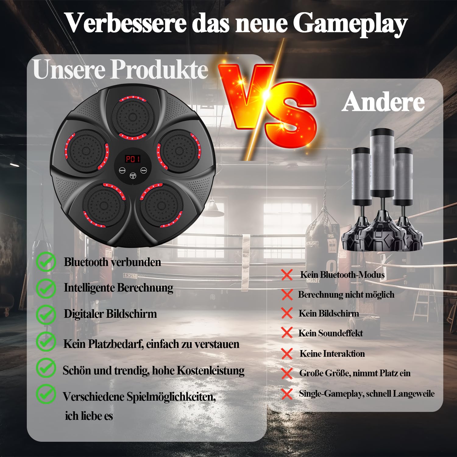 Yopyuenn Bluetooth Musikboxmaschine - Smart Home Boxtraining Mit Handschuhen