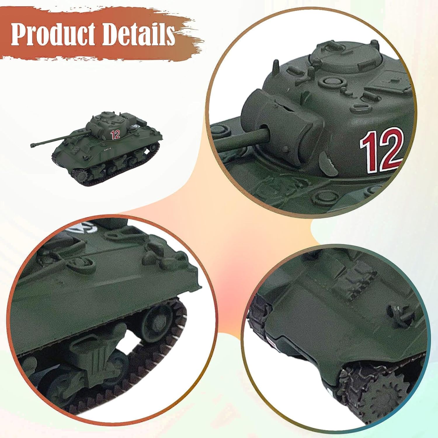 kowaku 1/72 Scale Tank Model Collectible Gift Tabletop Decor Scene Model,Simulation Full Interior Structure,Vehicle Miniature Tank, 12010LG
