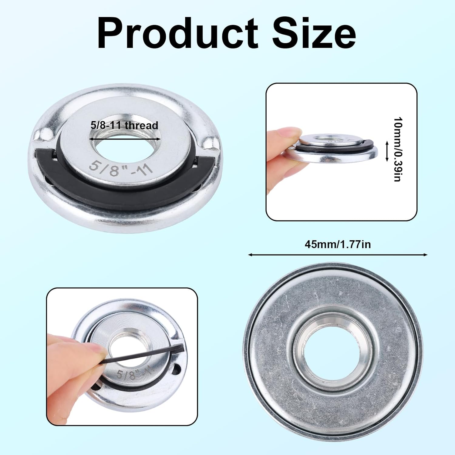 2pcs 5/8"-11 Thread Angle Grinder Flange Nuts, Metal Quick Lock Angle Grinder Nut for Fixing Cutting Discs