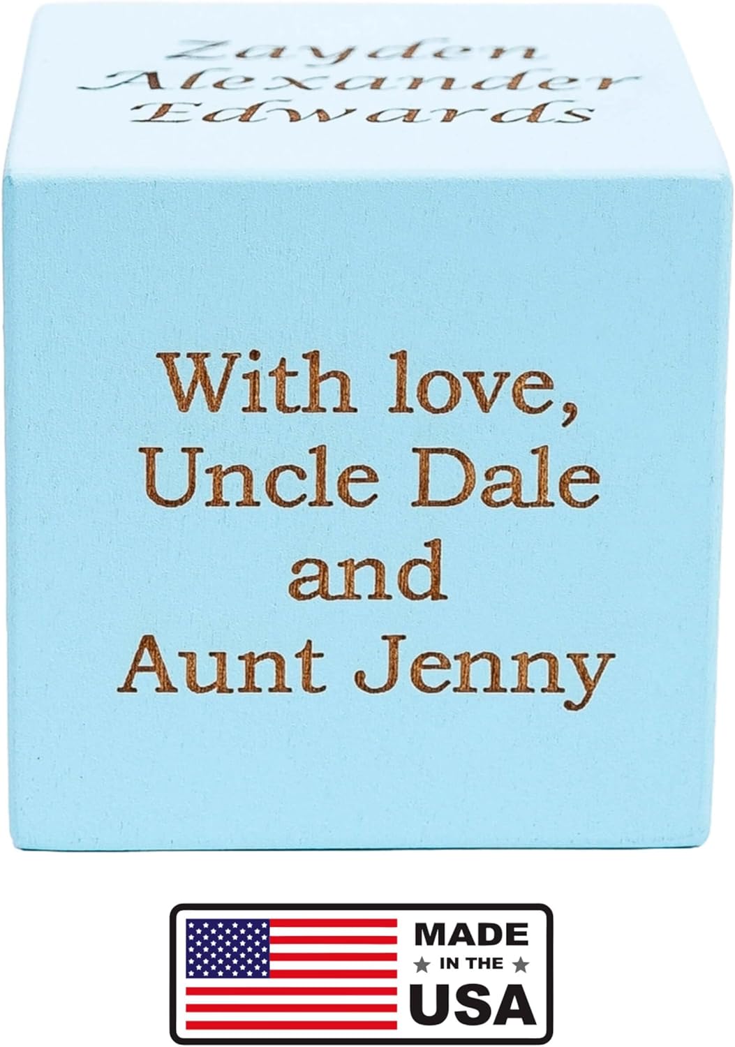 Palmetto Wood Shop Baby Birth Block - Laser Engraved Baby Gift for New Parents, Newborn Babies, and Family Members, Handcrafted in The USA, Solid Wood Construction - 3 Sizes, 3 Colors
