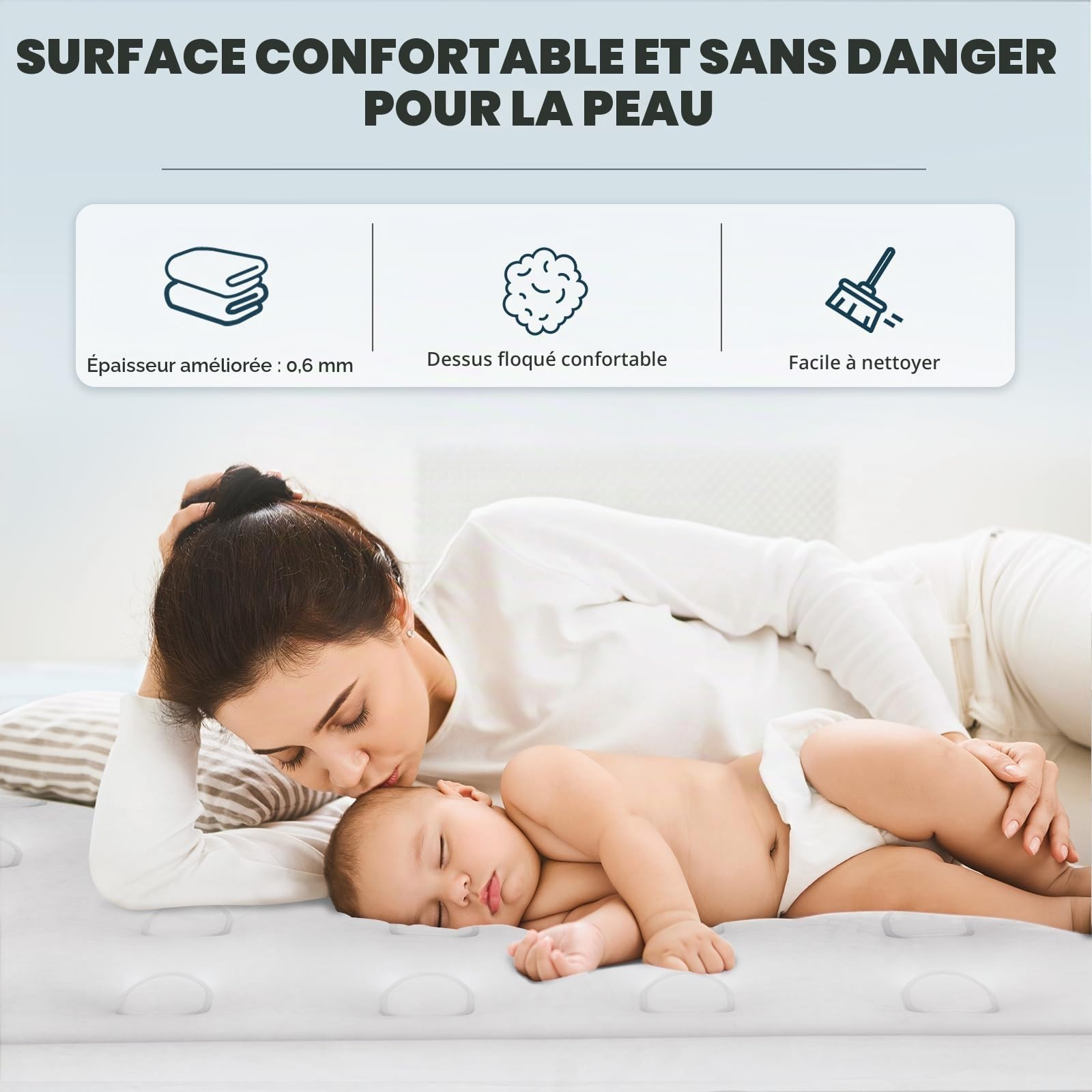 NALONE Matelas Gonflable 2 Personnes,lit Gonflable,Matelas Gonflable 2 Personnes Electrique Gonflage Rapide en Trois Minutes,Durable,pour Usage Domestique et recevoir des invités,201x150x46CM