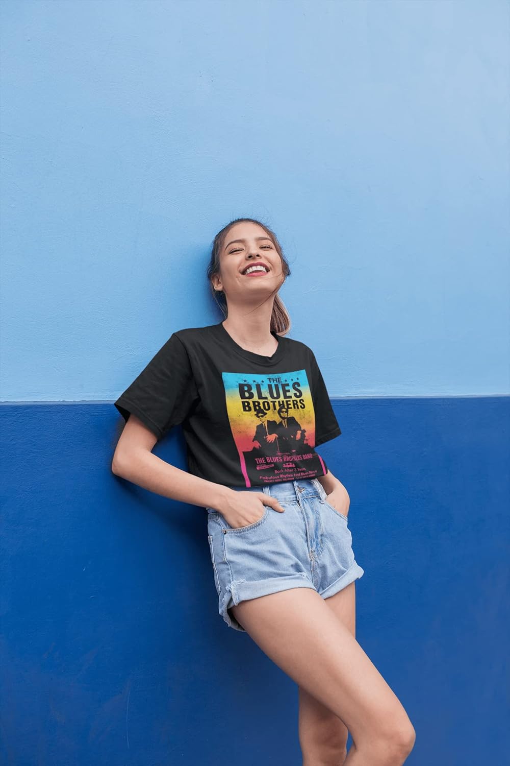 The Blues Brothers 80s Movies The Blues Brothers Band Rock Poster Adult Black Short Sleeve T-Shirts Vintage Style Graphic Tee
