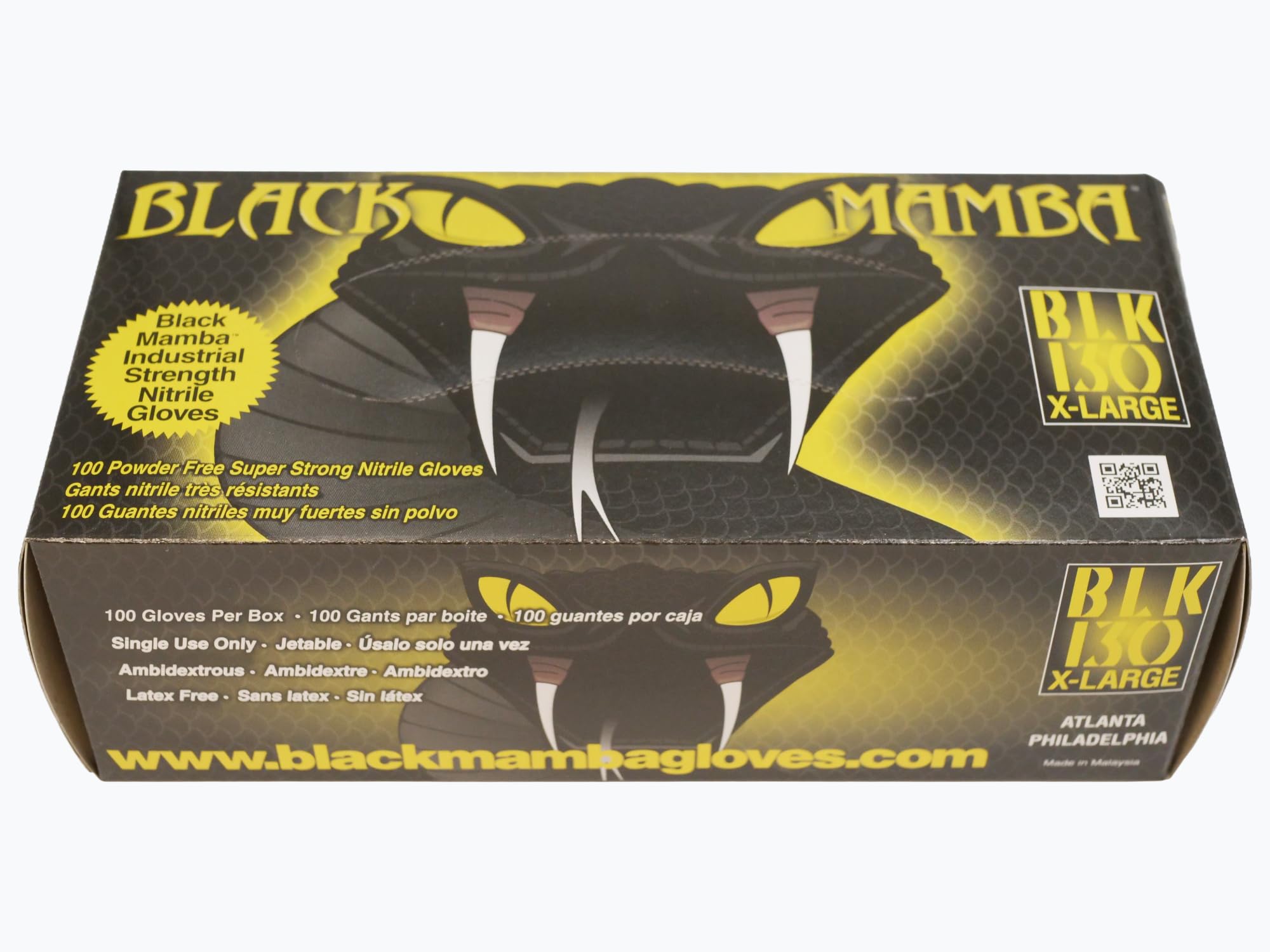 Gants en caoutchouc d'atelier nitrile Black Mamba, boîte de 100, BM-69960