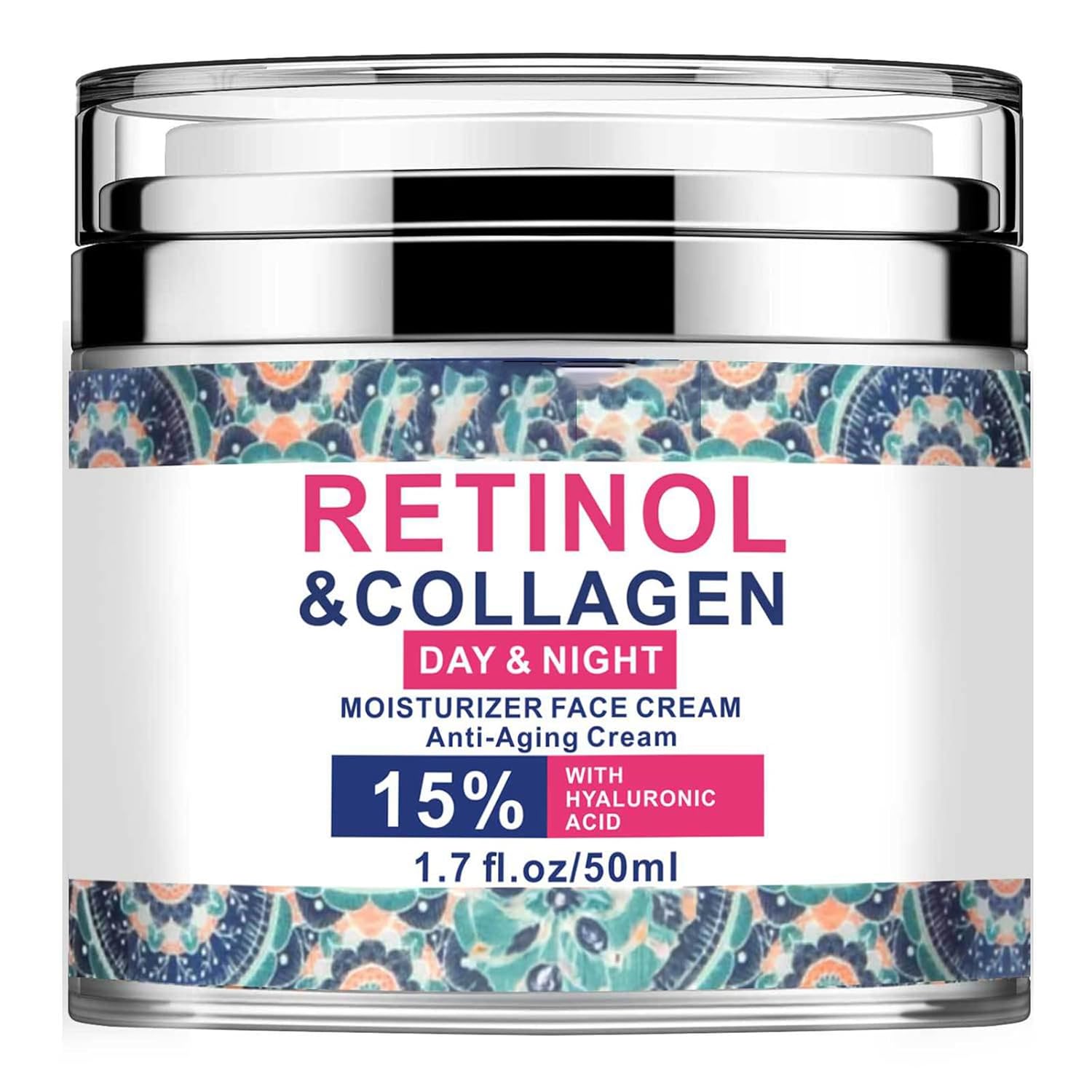 Advanced Retinol Collagen Cream for Face with 15% Hyaluronic Acid, Collagen Face Moisturizer for Lifting Skin, 24-Hour Anti-Aging Cream for Wrinkles, Fine Lines and Dryness - All Skin Types 1.7 Fl Oz