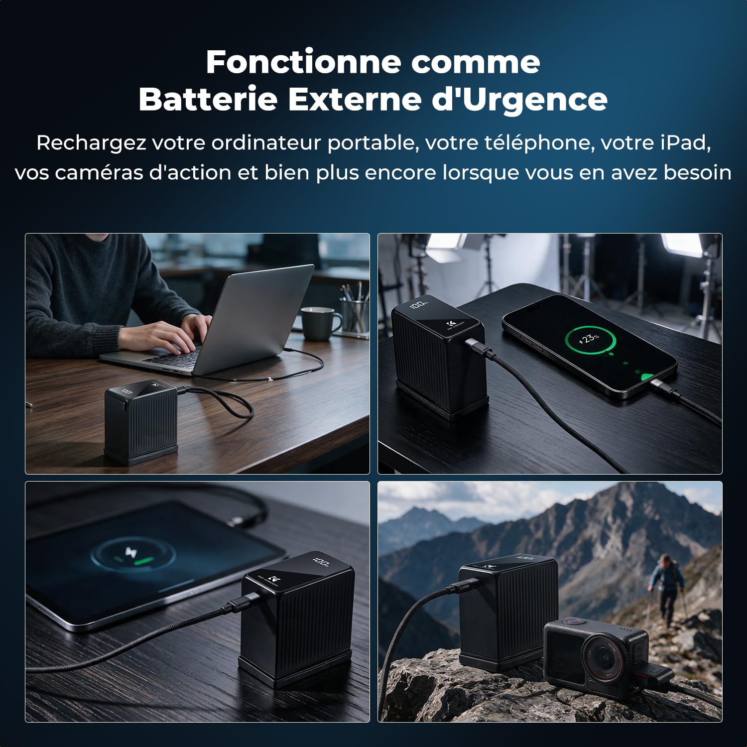 K&F Concept 10500 mAh NP-F970 Batterie Charge Rapide PD 45 W Compatible avec FX30/A7 IV/A7S III et R5/R6 et Z8, et Adaptée à Alimentation des Lumières LED et des Moniteurs