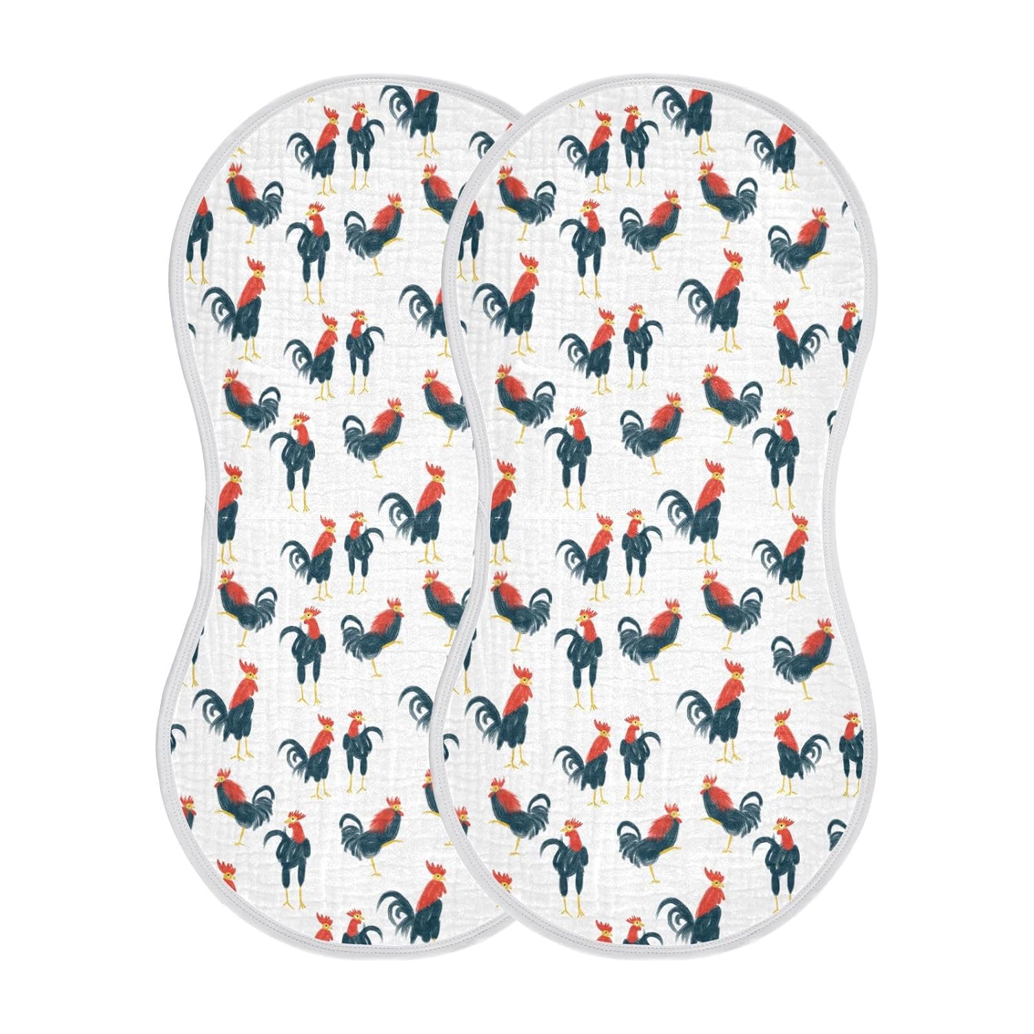 Muslin Baby Burp Cloths, Red and Black Vintage Rooster Muslin Baby Bibs Rags Comfy Soft Absorbent in for Newborn Boys and Girls 4 Piece 22 x 11 Inch