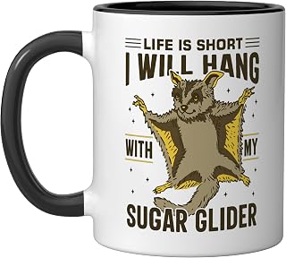 Australia Marsupial Wildlife Animal Lover Sugar Glider Ceramic Mug, Black/White