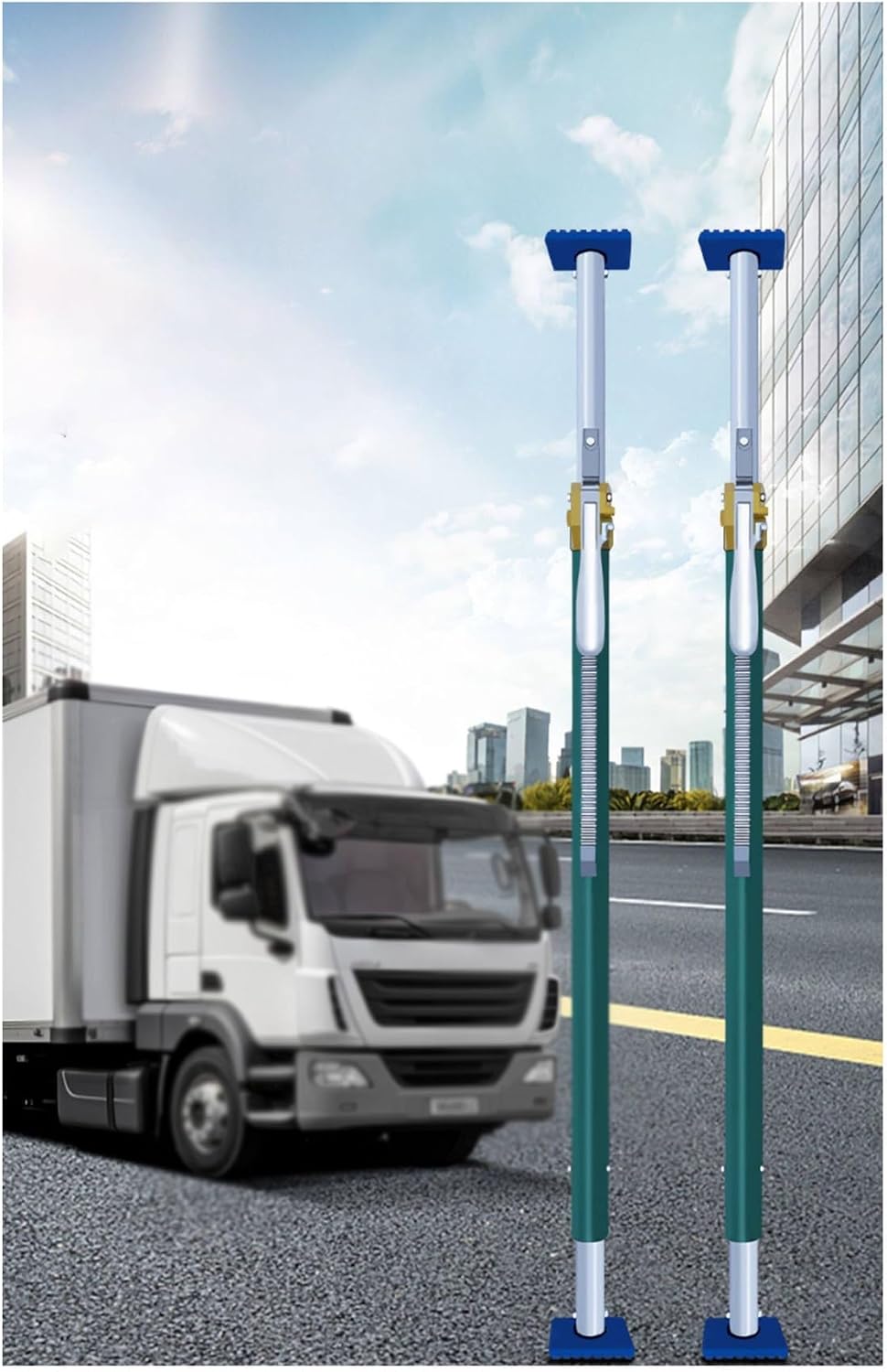 Cargo Stabilizer Bar,Ratcheting Cargo Holder.Adjustable Ratcheting Cargo Bar for Trailer & Truck Bed - Heavy-Duty Load Lock for Secure Vehicle Transport & Cargo Stabilization，（Green，6-7.3ft/