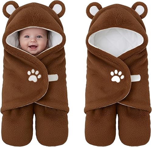 Lilian&Gema Pañales para recién nacidos, manta de bebé para recién nacidos de 0 a 4 meses, lindo envoltorio de oso para bebés niños y niñas, mantas