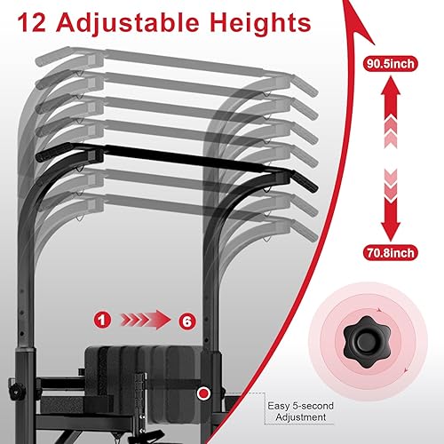 Miniatura 4 de Pull Up Bar Power Tower Dip Station, Adjustable Strength Training Equipment for Home Gym Workout, Multi-Function Pull Up and Dip Bar