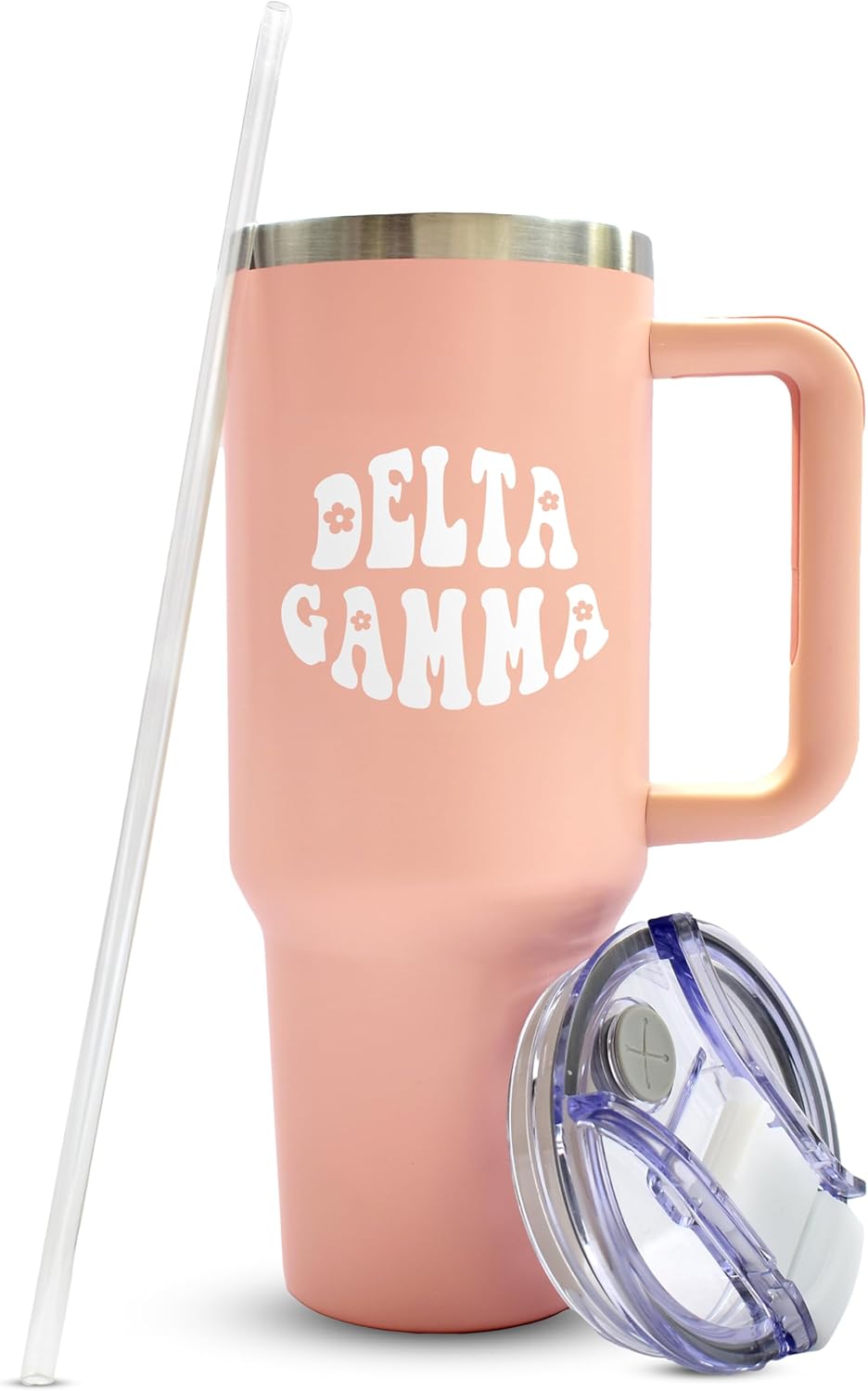 Sorority Shop Delta Gamma 40oz Tumbler with Handle - Best Friend Tumblers for Women - Cute Sorority Engraved Tumbler - Insulated Tumblers to Keep Your Drinks Cold or Hot for Hours
