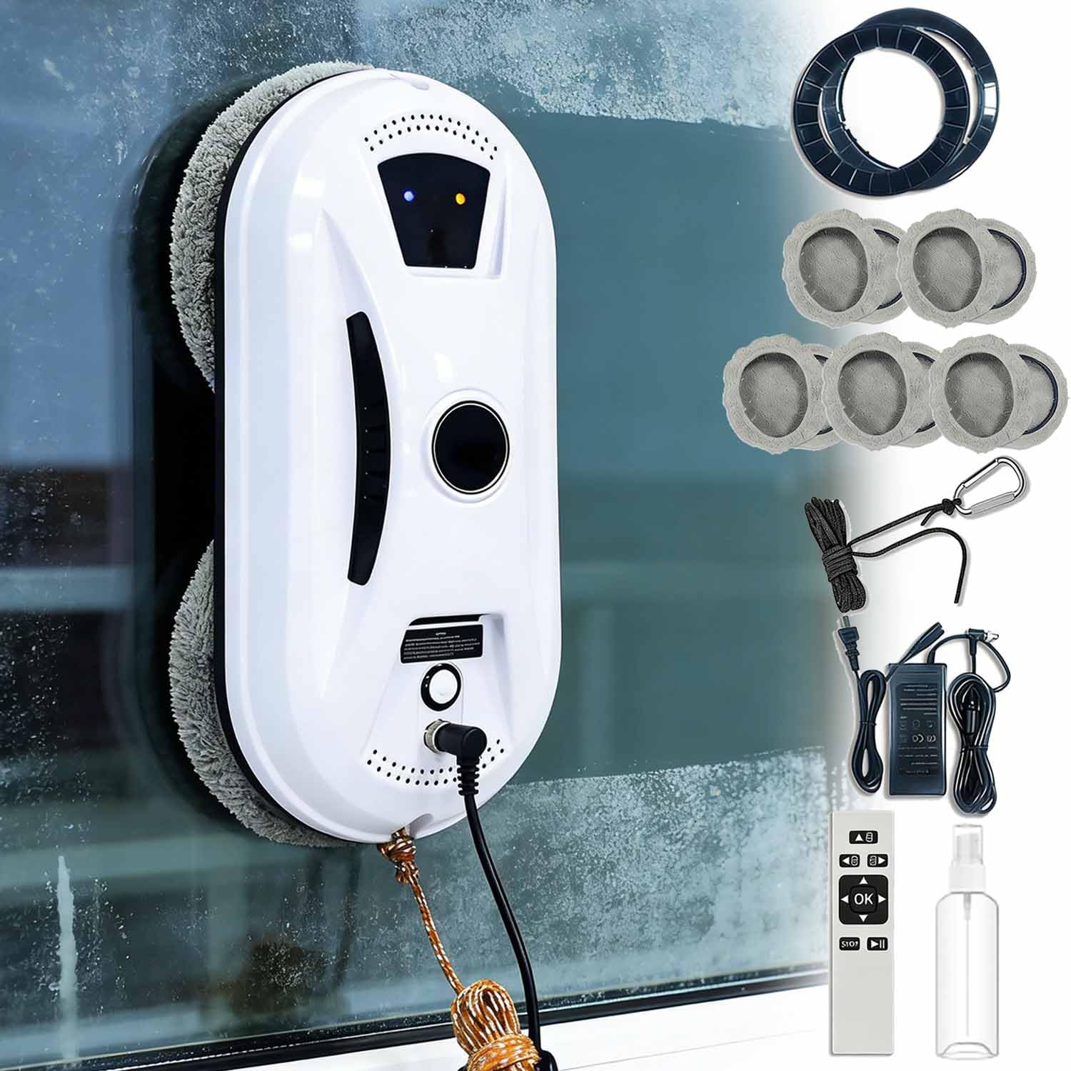 Osmo — osmo Robot Clean Laveur de vitre, Aspirateur De Fenêtres Automatique avec Positionnement & Forte Aspiration & Détection Bords, Sécurité Anti-Chute pour Baies Vitrées Vitres Hautes