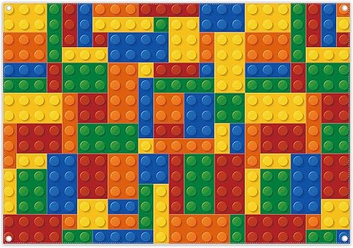 ZTHMOE Bloques de construcción de 84 x 60 pulgadas telón de fondo temático de ladrillos de juguete de colores fondo de fotografía decoración de