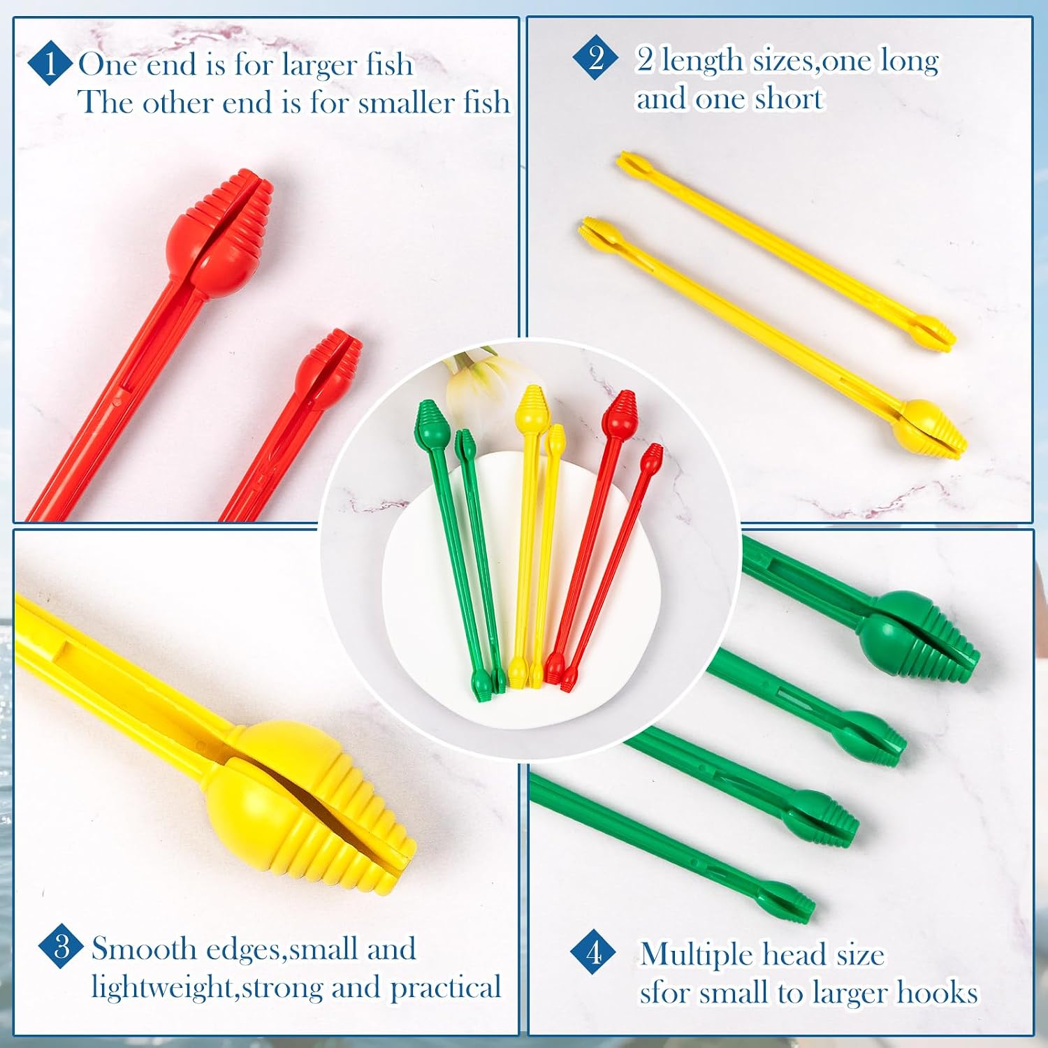 12PCS Plastic Fish Hook Remover Tool, Unhook Extractor Tool | 2 Different Sizes Snelled Design Fishing Hook Remover, Portable Removal Tool for Fishing, Fishing Gear Accessories