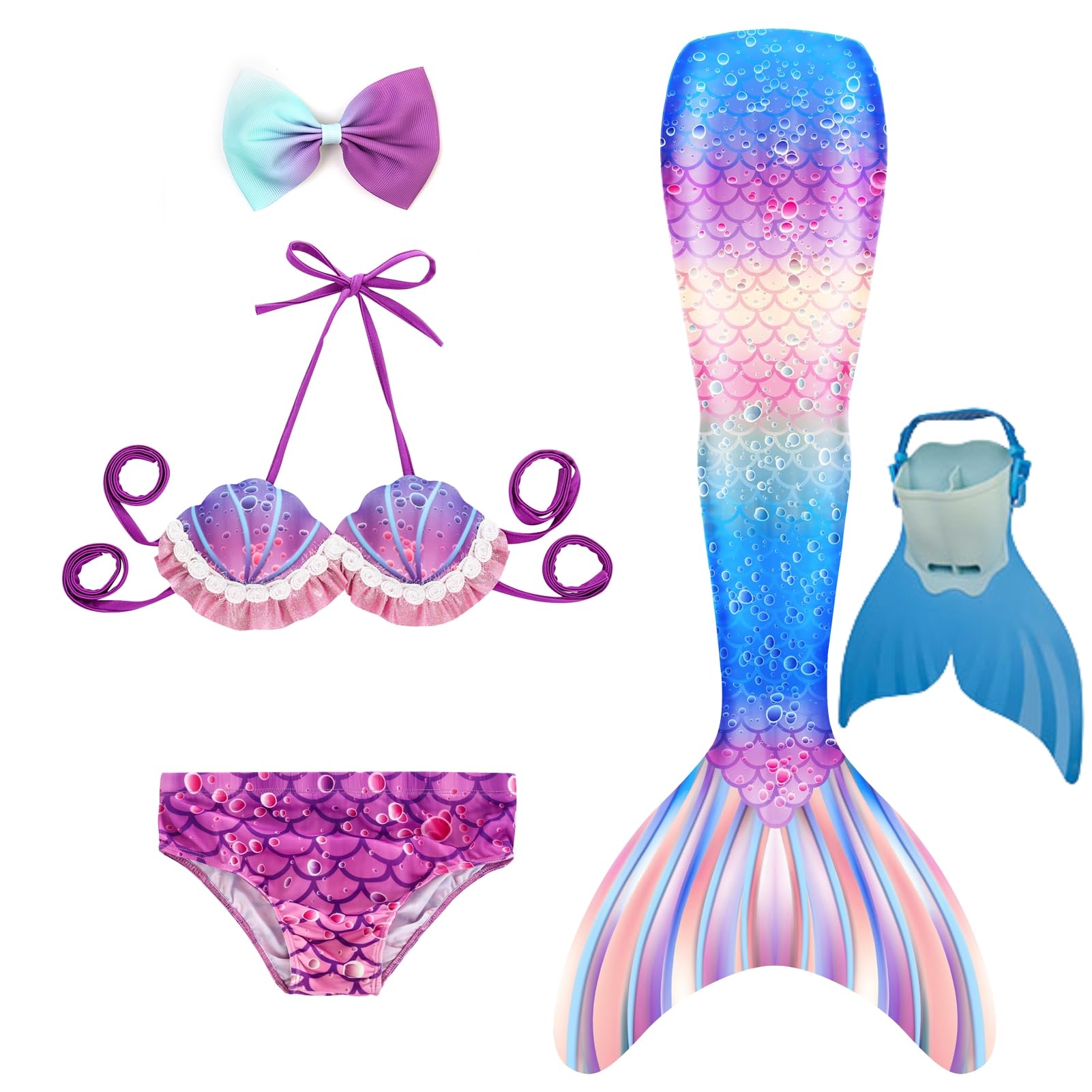 Mermaid Tail Swimsuit with Mono Fin (4-5T)