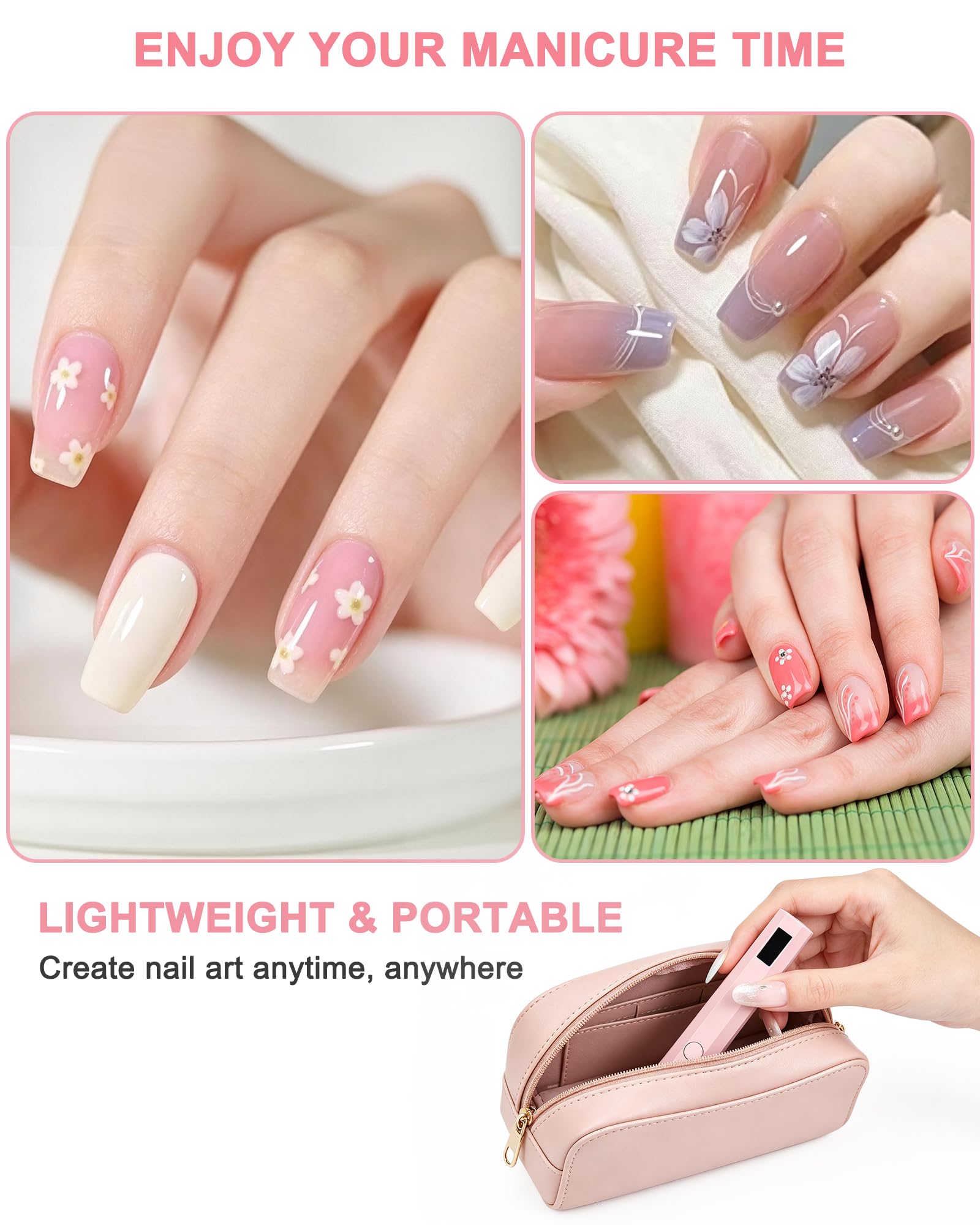 UV Lampe für Gelnägel, Mini UV Lampe für gelnägel, LED Lampe Nägel mit LCD-Display, Mini Wiederaufladbar 2 Timer-Modi Nageltrockner, UV Nagellampe zum Aushärten von Nagelkleber, Nail Tips-Rosa