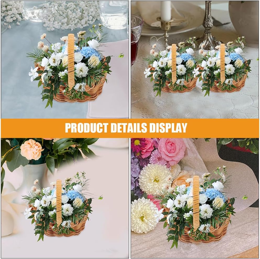 PRETYZOOM 8 Pcs Small Handheld Woven Baskets with Handles Mini Rustic Flower Baskets for Wedding Party Favor Storage and Home Decoration 2.95X2.95X8.66In