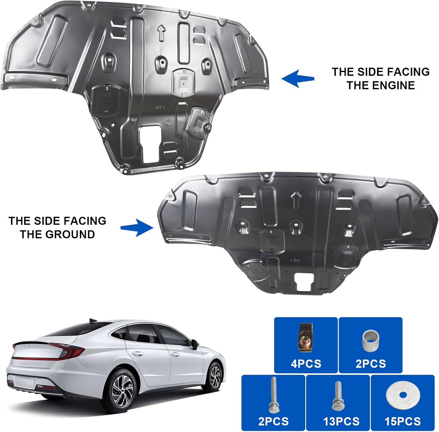 Front Engine Guard Mud Flaps w/Screw Hardware Compatible with 2020 2021 2022 2023 Hyundai Sonata Engine Splash Shield Under Car Shield Cover Board
