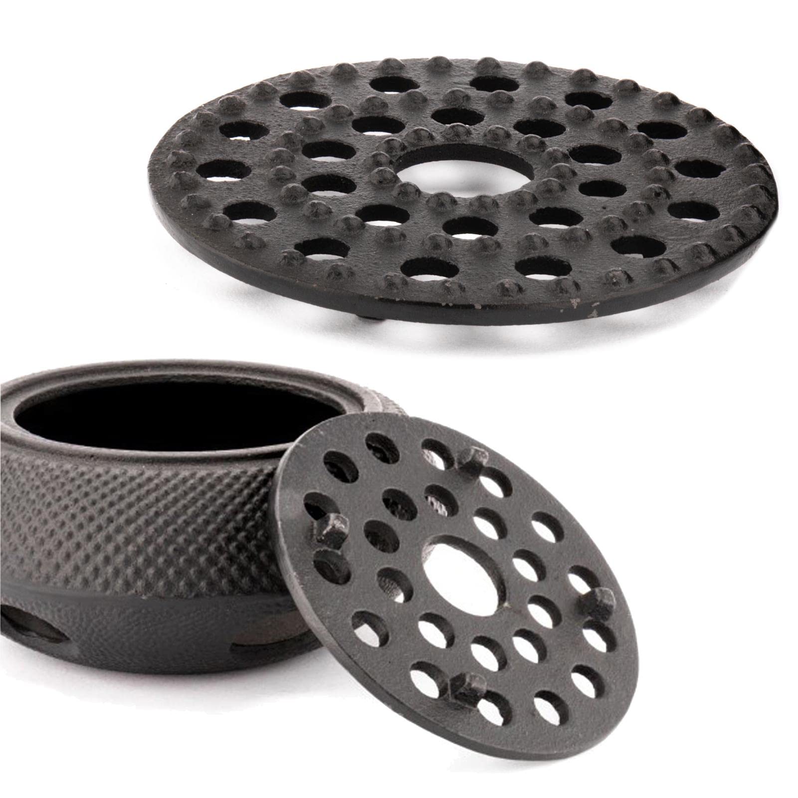 Bredemeijer Gusseisen Teekannen-Set Asia Jang 1,1 Liter - asiatisches Teeset mit Stövchen & 2 Tassen, emailliert, inkl. Edelstahl-Filter, schwarz - Geschenkidee für Teeliebhaber