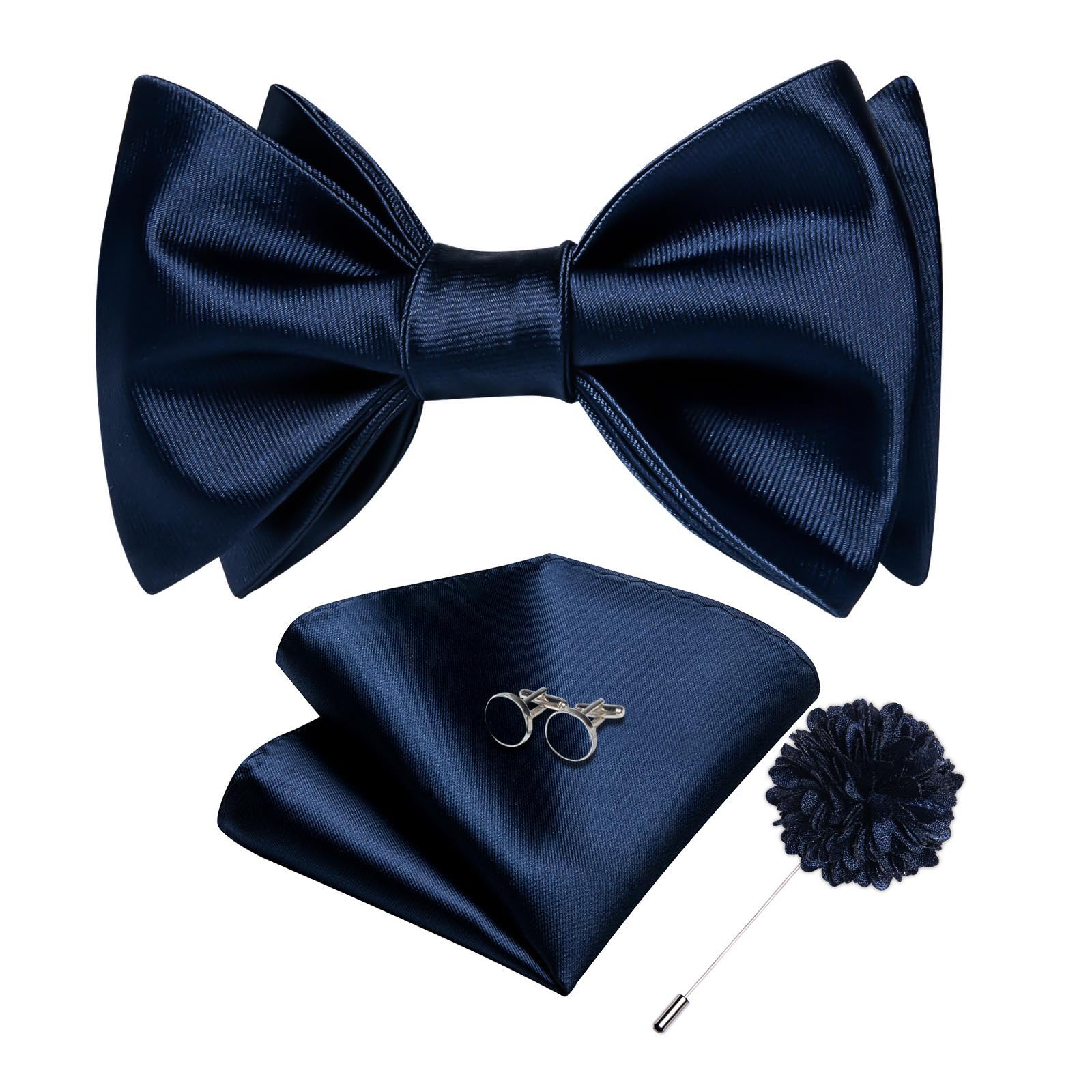 DiBanGu Satin Bow tie Self-Tied Bowtie Set for Men Wedding Prom