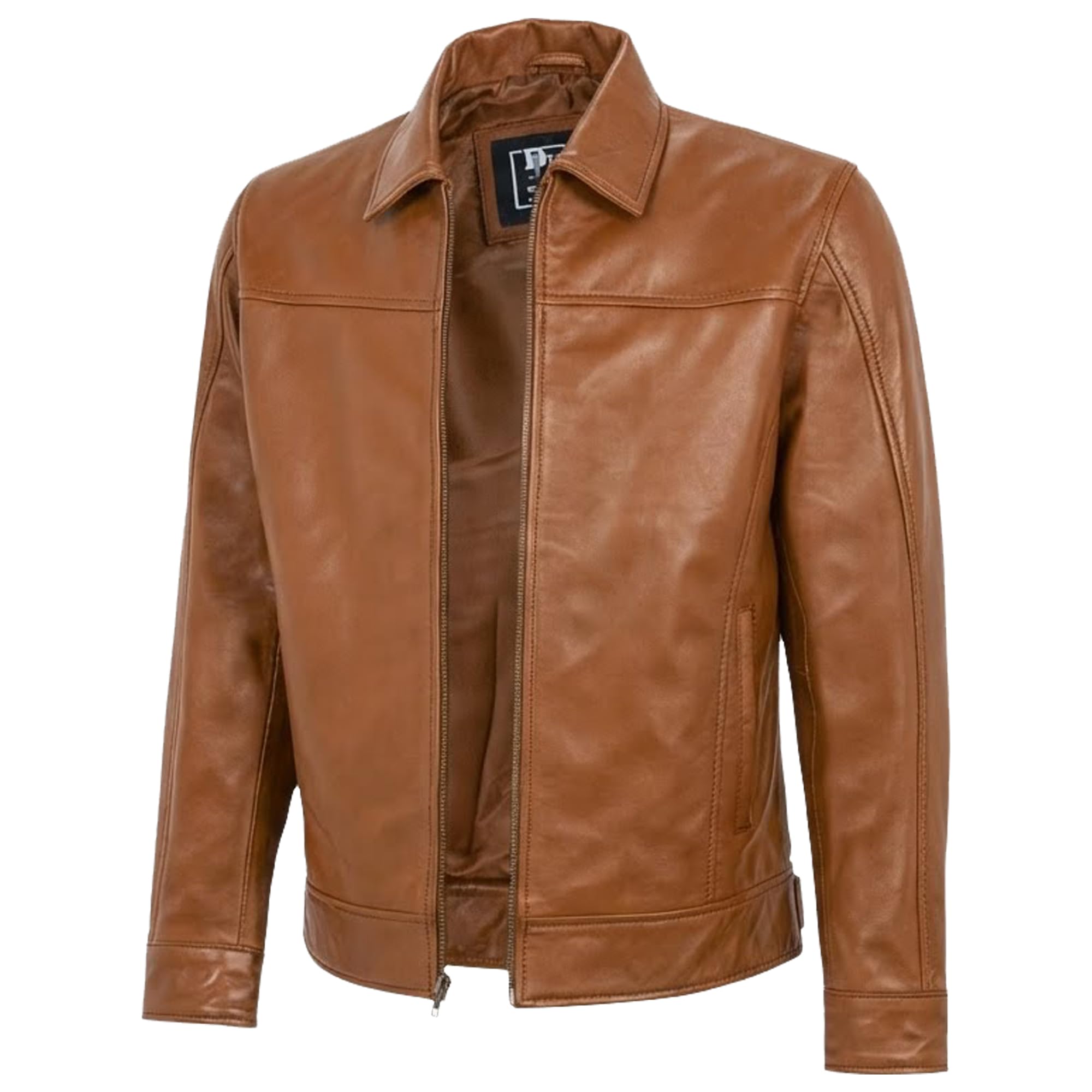 Photo 1 of Mens Leather Jacket - Real Lambskin Classic Vintage Style Leather Jackets For Men Brown Leather Jacket for Mens (US, Alpha, Medium, Regular, Regular,DARK BROWN)