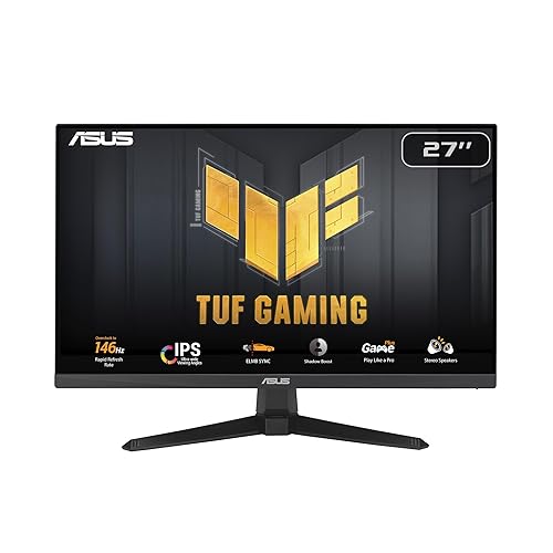 ASUS TUF Gaming 27” 1080P Monitor (VG279QE5A) – Full HD, Overclock to 144Hz, 1ms, IPS, Extreme Low Motion Blur Sync, Stereo Speaker, Variable Overdrive, DisplayWidget Center, 3 yr Warranty - 27" FHD 144Hz IPS 125% sRGB