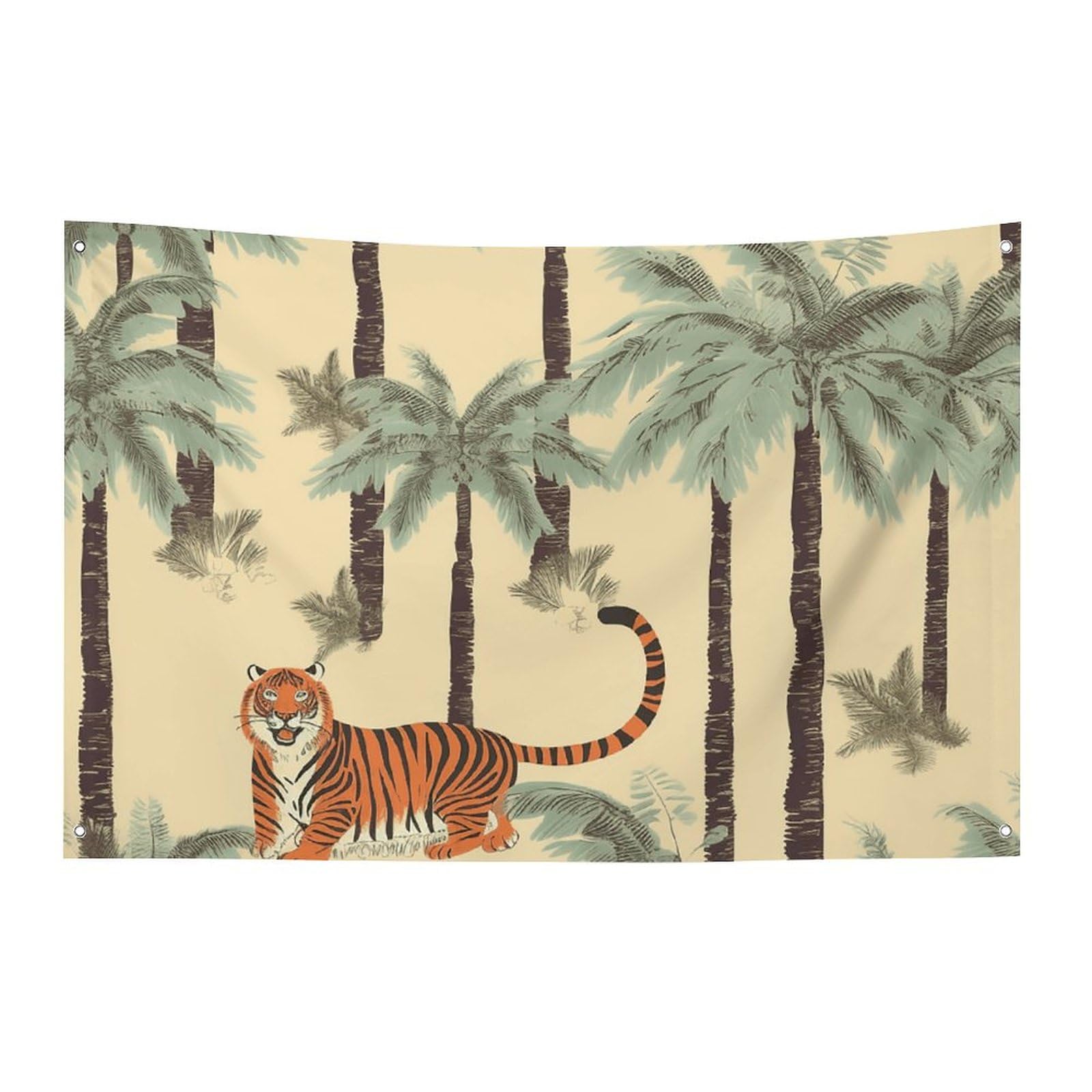 Banner Party Decor Flag Palm Trees And Tigers Photography Backdrop Background Flag Decorations Birthday Party Photo Booth Banners Wall Decor Banner Sign Photo Props 24x35 in Flags
