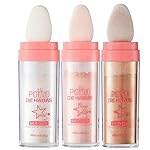 URQT 3 Color Polvo De Hadas Fairy Dust Highlight Patting Powder - Full Body Contouring and Clavicle Pearlescent Patting Powder for Face and Eye, Halloween Sparkling Body Glitter Powder (Trio)