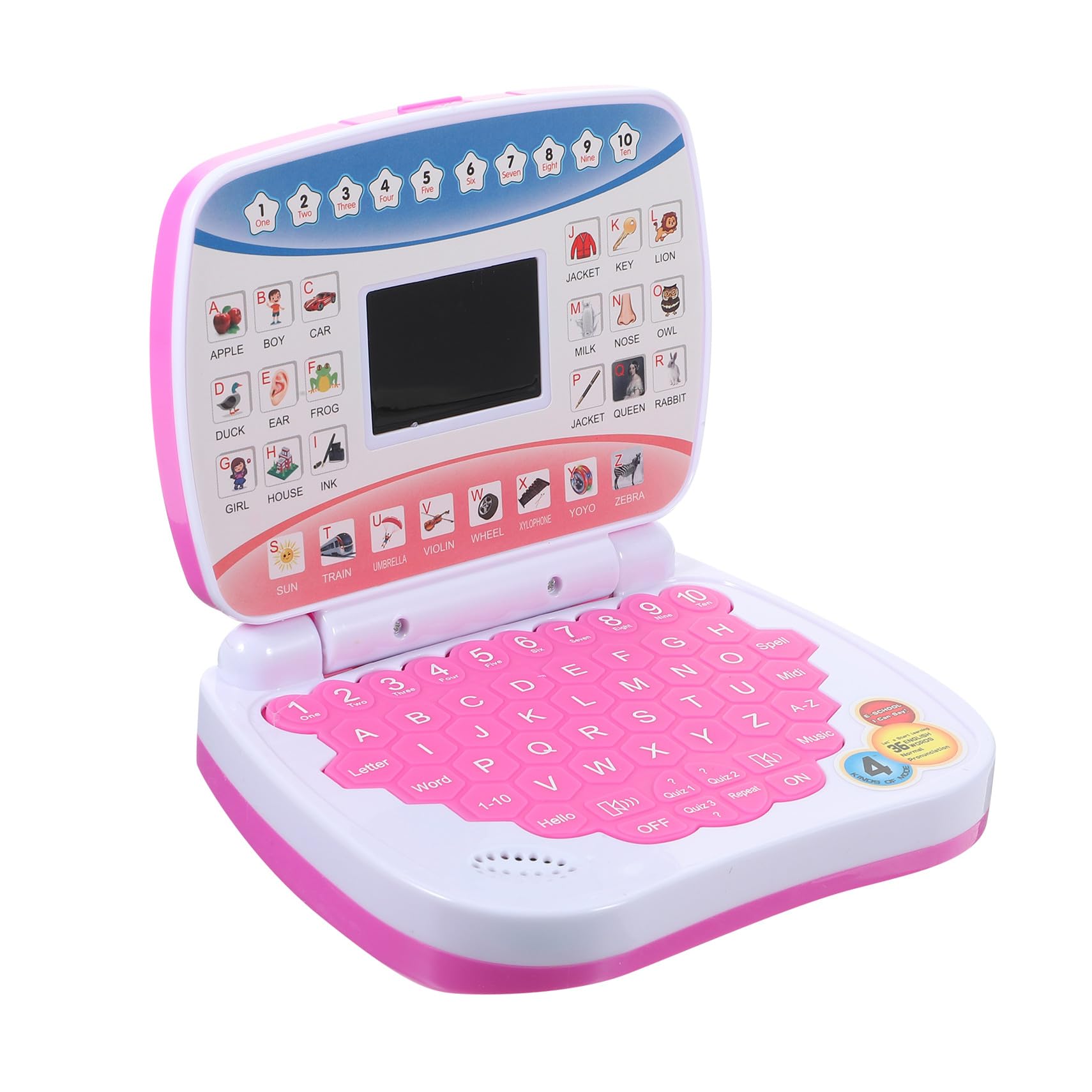 Giocattolo per Computer Portatile per 1-3 Anni, Mini Laptop Educativo Schermo LED e Funzione Musicale, Giocattolo Didattico Portatile per Età Prescolare, Apprendimento Interattivo