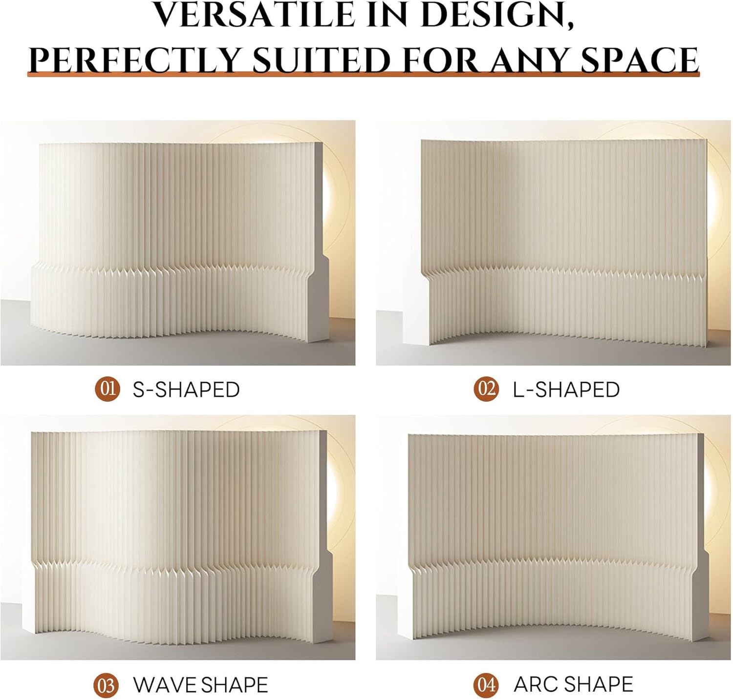 Folding Retractable Room Divider Panel, Adjustable Privacy Screen, Portable Paper Partition Wall Divider for Room Separation, Suitable for Various Scenarios, Offices, Party, Background, Salon