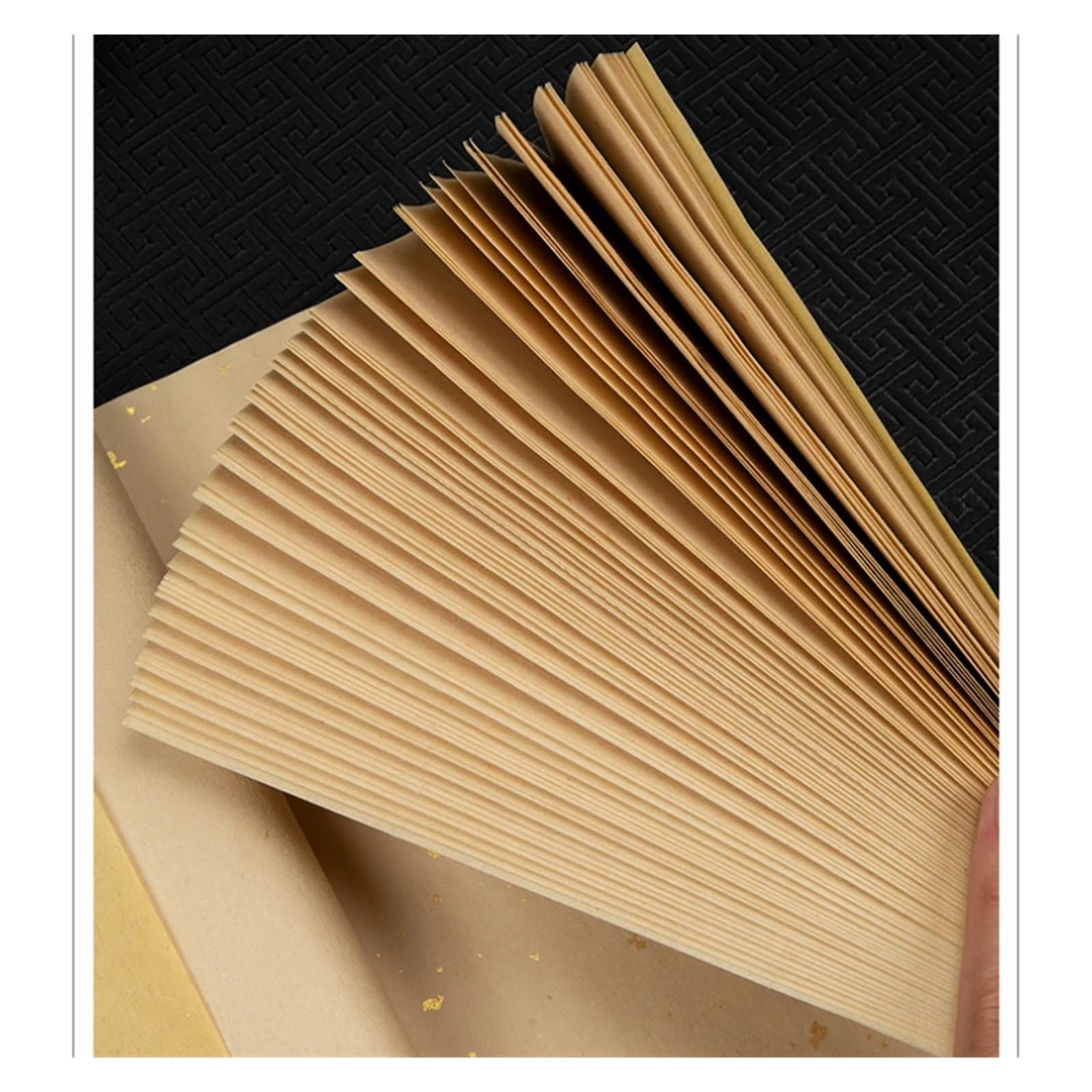 MIUYTRN Ręcznie robiona chińska złota folia pół dojrzały papier ryżowy kaligrafia krajobraz malarstwo tuszem papier ryżowy drzewo sandałowe kora Papier Papel cuicui(Normal white,48x180cm)