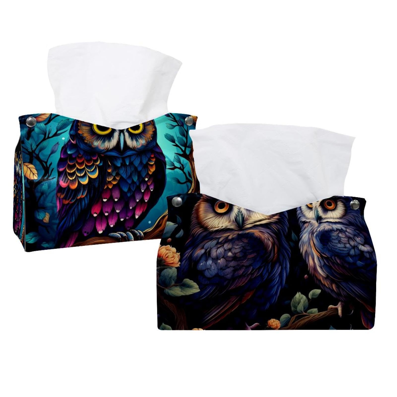 Boîte à mouchoirs chouette idée cadeau déco lot de 2 étuis