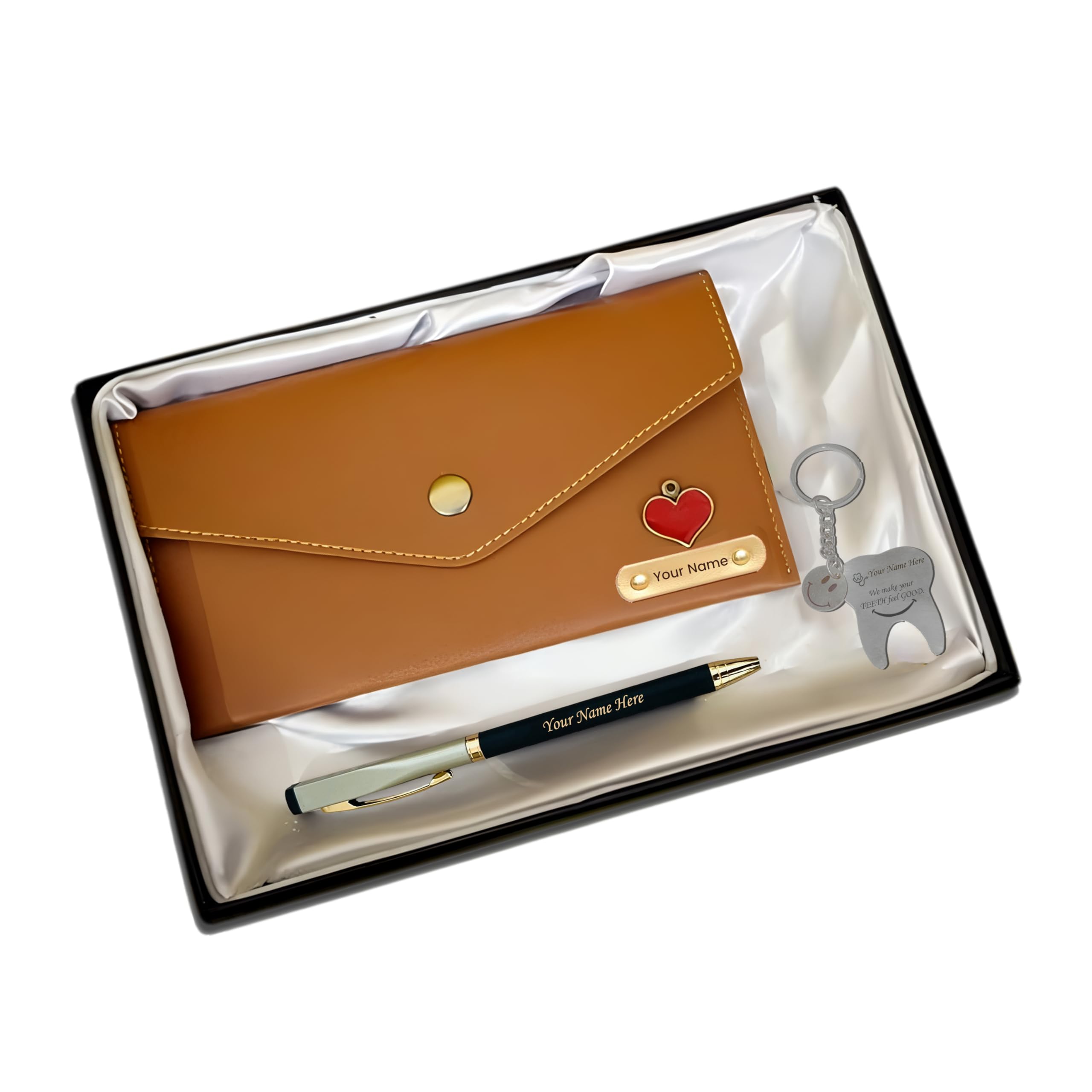 savri Personalized Pen, Stainless Steel Symbol Keychain Round Shape and Leather Women's wallet Combo with Charm and Your Name Engraved. Best Gift Combo for Her-picture-38