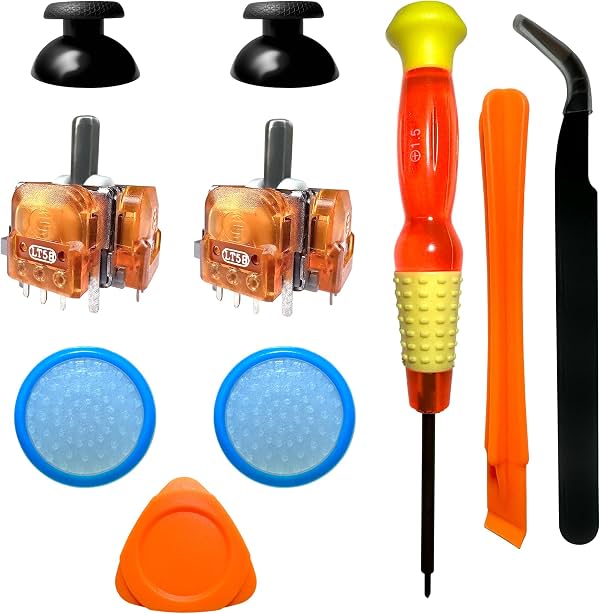 Reemplazo de Joystick Electromagnético TMR para Sony PlayStation 5, Kit de Reparación de Palanca para Control PS5 con Resistencia Magnética Anti-Deriva, Incluye Tapas de Palanca, Fundas de Silicona y Herramientas (Paquete de 2)