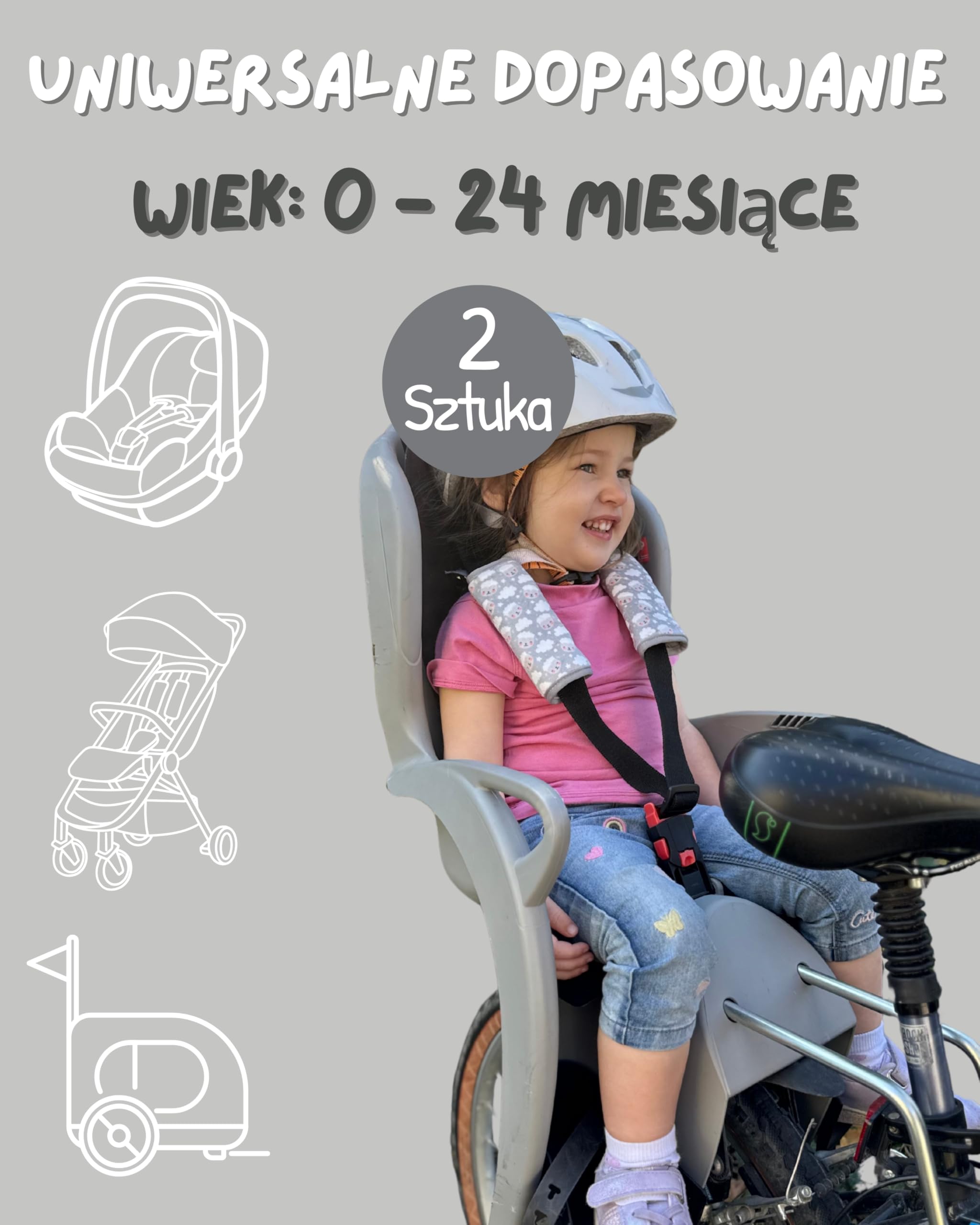 HECKBO 2x Ochraniacze na Pasy Owce i Chmurki – Miękkie Poduszki na Pasy do Fotelika i Wózka Osłony na Pasy dla Niemowląt, Chłopców i Dziewczynek, Akcesoria Samochodowe