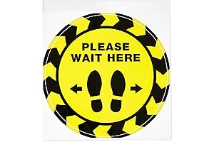 Avery'Please Wait Here' Yellow Social Distancing Floor Decals