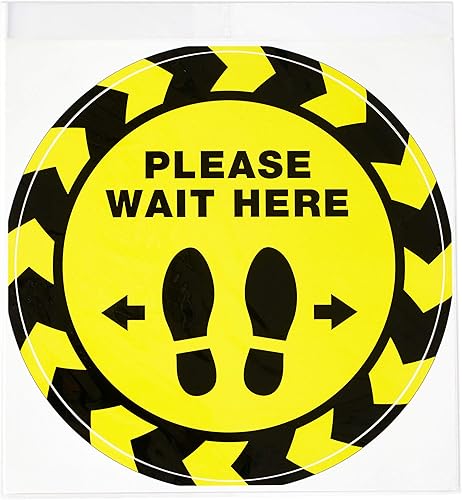 Vista 16 de Avery Calcomanías rojas de distanciamiento social "Please Wait Here", 10.5 pulgadas de diámetro, 5 calcomanías extraíbles (83090)