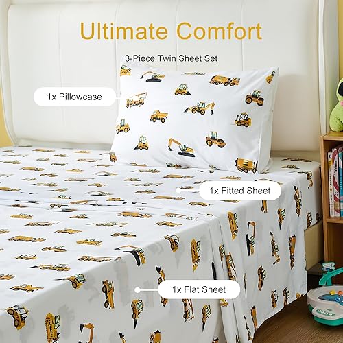 Miniatura 2 de Coukouchyi - Juego de sábanas de 3 piezas tamaño matrimonial para niños, sábana bajera ajustable suave y transpirable, sábana bajera para niños,