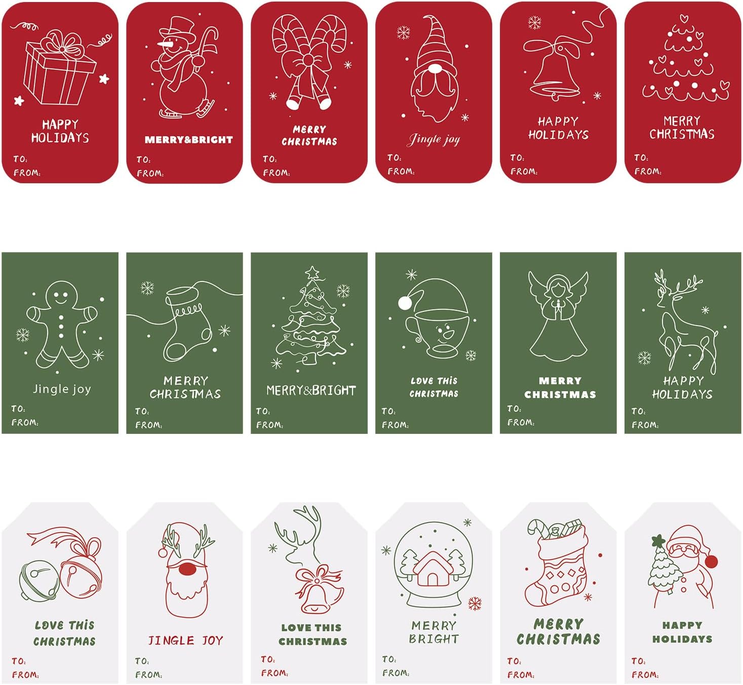 LOKIPA Christmas Gift Tags Stickers, 180 Pieces Christmas Self Adhesive Gift Tag Stickers for Xmas Birthday Wedding Holiday Decor