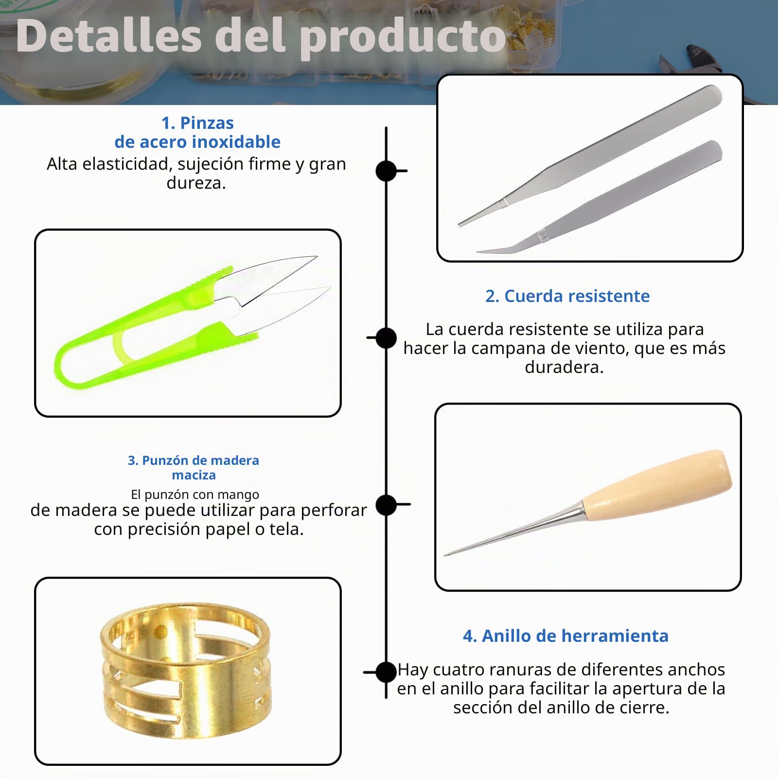 Glarks Juego de 6 Pinzas de Joyería - Kit de Herramientas Profesionales Con Agujas, Redondas, de Nariz Curvadas, Cortadores de Alambre y Para Engarzar
