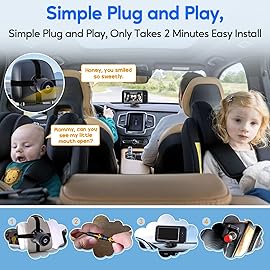 Baby Car Camera for Backseat 1080P - Plug and Play, HD Crystal Night Vision, Easy to Install, 360 Rotation, Wide View Angle, Protect Baby\'s Eye - Rear Facing Carseat Camera for Newborn, Infant, Kids