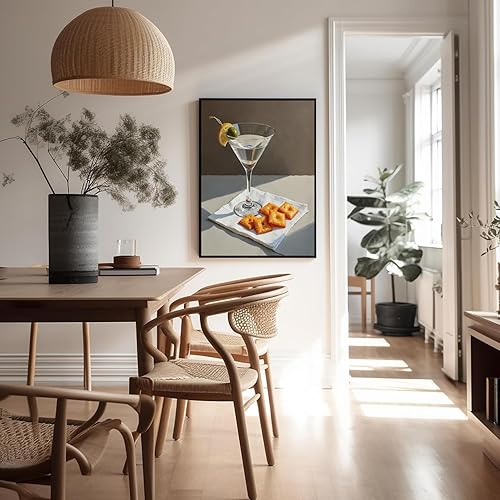 Miniatura 5 de Juego de 6 pósteres de cóctel de moda, impresiones de galletas de Martini y Queso, accesorios de decoración retro de cóctel, arte de pared de vino