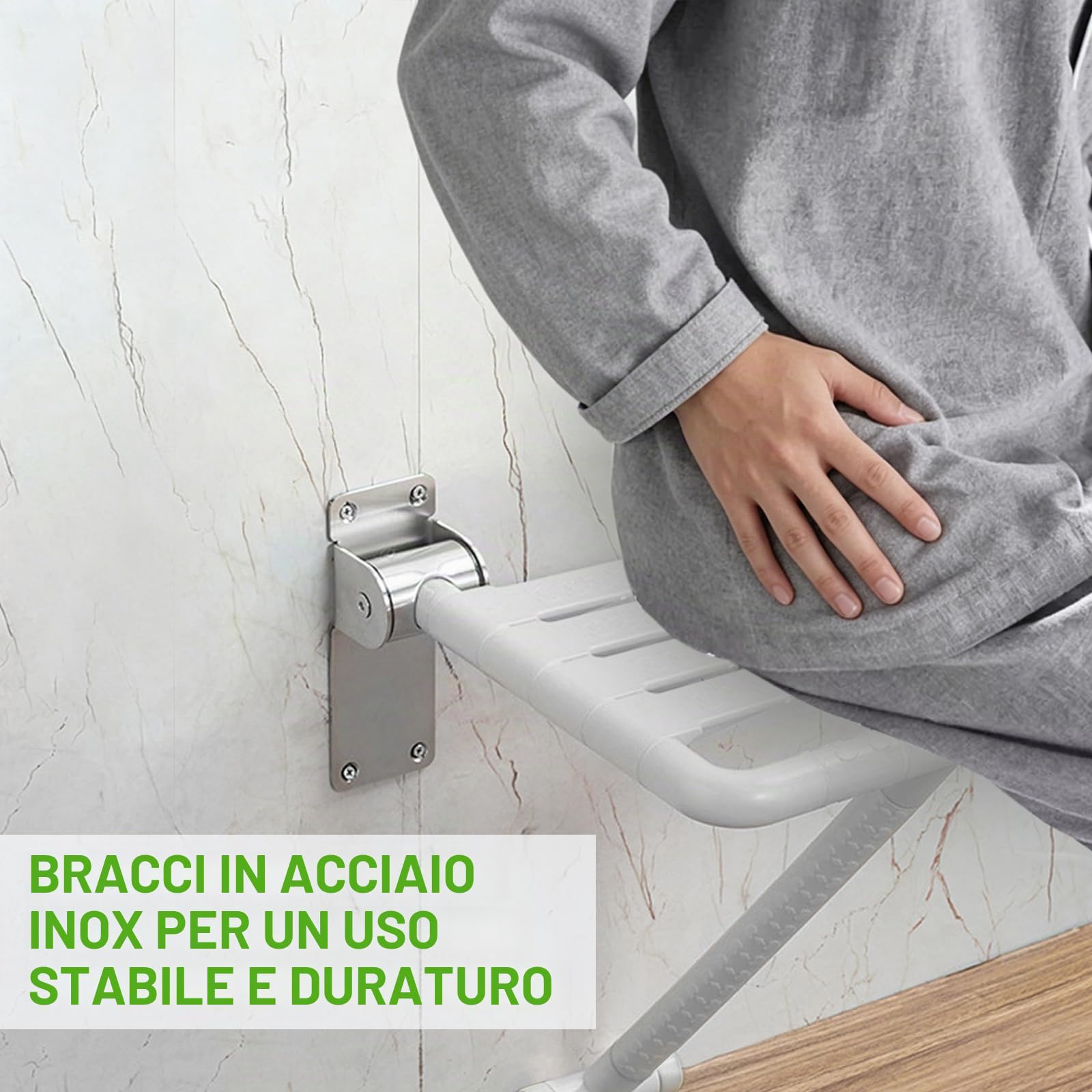 Sedile Doccia da Parete Ribaltabile Pieghevole per Disabili e Anziani | Sgabello Doccia Pieghevole a Muro, Sedile per Disabili Doccia, Sedile per Disabili Doccia Pieghevole 200kg