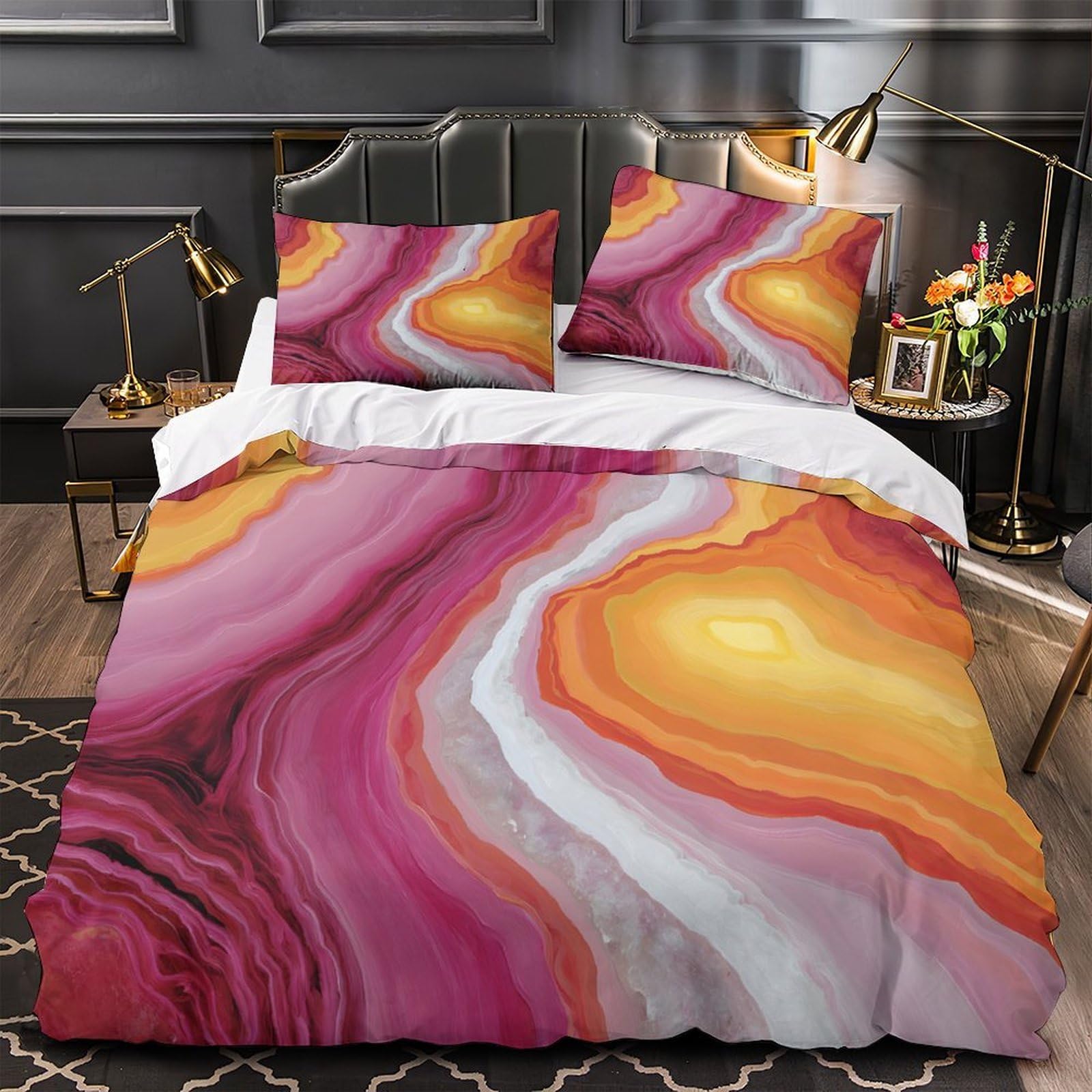 Housse de couette art abstrait respirante et ultra douce avec fermeture éclair solide