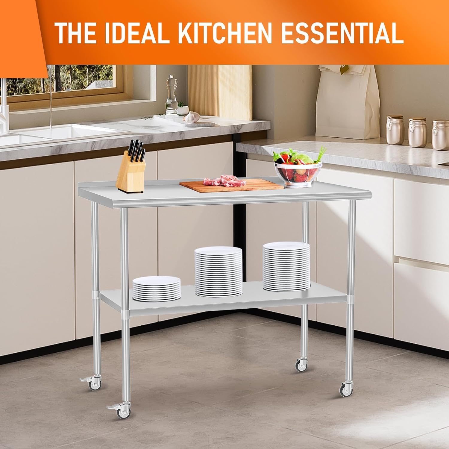 Stainless Steel Table with Wheels - 30