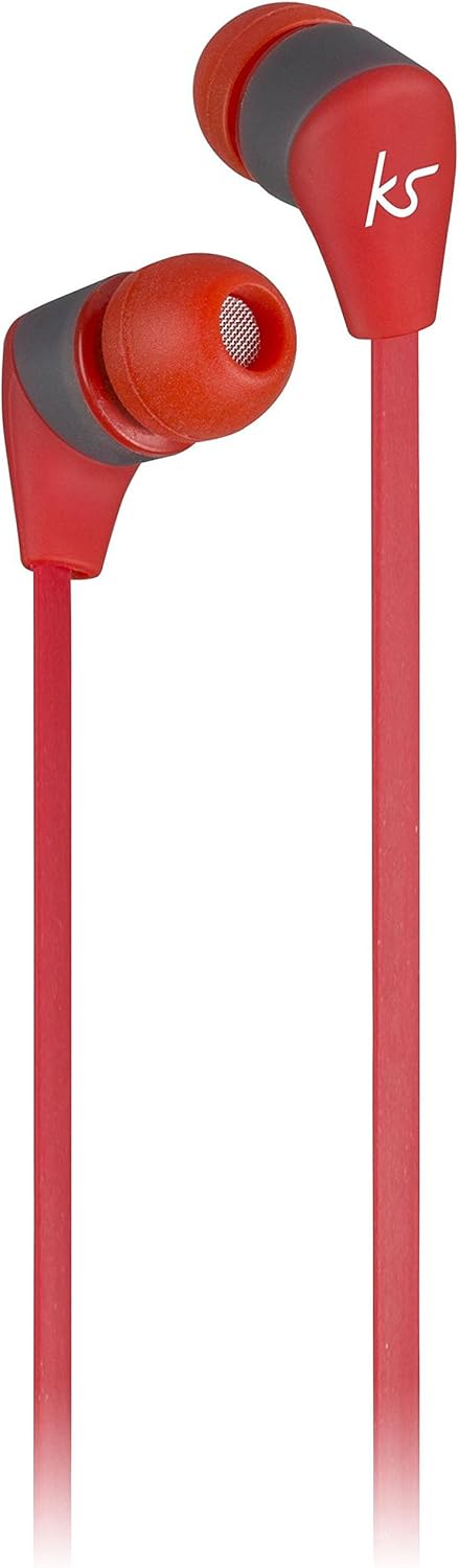 Close-up of the KitSound Bounce Wireless Earphones control module, showing the volume and multi-function buttons.