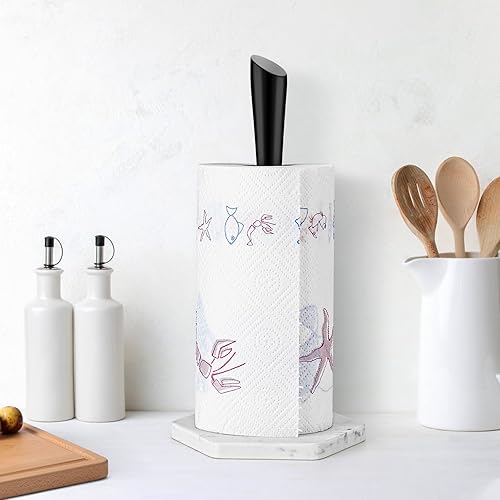 Miniatura 4 de Welisya Soporte para toallas de papel de mármol negro, soporte para rollos de papel de cocina y baño con base de mármol para rollos estándar o de